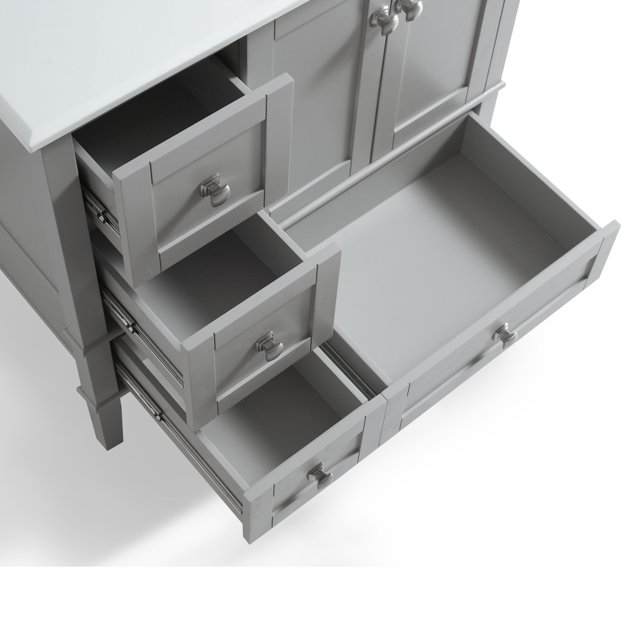 Simpli Home Chelsea Right Offset 37" Single Bathroom Vanity with Quartz